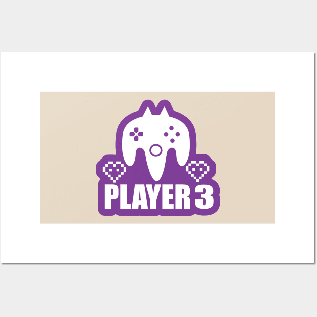 Gamer Player-3 Shirt and Gifts for Gaming and Gaming Lovers Wall Art by ArtoBagsPlus